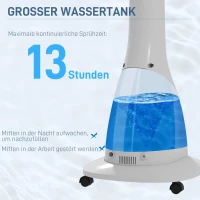 HOMCOM Ventilator met Luchtbevochtiging, stil, mobiel, afstandsbediening, Zwart/Wit(m-8)