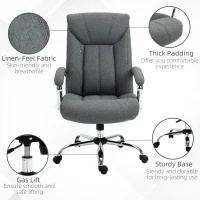 Vinsetto Home Office Chair Linen Fabric Computer Chair with Adjustable Height, Armrests, Swivel Wheels, Grey(m-7)