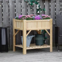 Outsunny Pat pentru Gradina de Legume Inaltat cu  6 Compartimente, Jardiniera de Exterior Suport Plante din Lemn de Brad, 78.5x58x81cm(m-9)