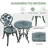 3-delige bistroset Balkonset tuinmeubelen balkon gegoten aluminium antiek groen(m-6)