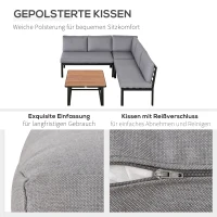 Outsunny 4-częściowy zestaw ogrodowy aluminium komplet wypoczynkowy z podnoszonym stolikiem szary(m-7)