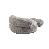 Bequemer flauschiger Sitzsack mit Hocker, Grau(m-5)