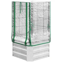 Outsunny Raised Bed, Greenhouse, 3-Piece Set, with Trellis, Plastic Cover, 53 x 53 x 90 cm(m-6)