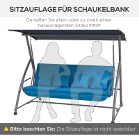 Outsunny Cushion Set for Hollywood Swing 170 cm Seat Cushion Swing Cushion Garden Swing Garden Cushion Back Cushion Side Cushion Blue(m-5)