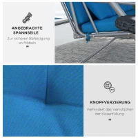 Outsunny Cushion Set for Hollywood Swing 170 cm Seat Cushion Swing Cushion Garden Swing Garden Cushion Back Cushion Side Cushion Blue(m-4)