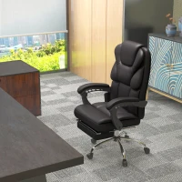 Vinsetto Scaun de Birou cu Masaj și Suport pentru Picioare, Scaun de Birou Rabatabil și Reglabil pe Înălțime, 63x57x118-126 cm, Maro(m-2)