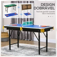 SPORTNOW 2 em 1 Mesa Multijogos para Crianças de 6+ Anos Mesa de Bilhar e Ping Pong Dobrável com Acessórios 140x63x60-80 cm Multicolor(m-6)