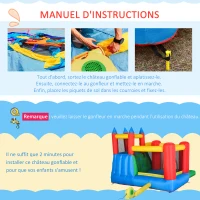 Outsunny Château gonflable avec toboggan piscine et mur d'escalade pour 4 enfants 3-8 ans juaqu'à 120 kg avec souffleur 450W pistolet à eau et sac de transport dim. 330L x 245l x 215H cm multicolore(m-6)