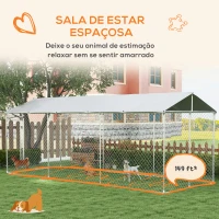 PawHut Canil de Exterior para Cães Parque para Cães com 1 Porta Estrutura de Aço Toldo Impermeável e Anti-UV 600x230x230 cm Prata(m-5)