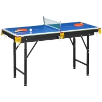 SPORTNOW 2 em 1 Mesa Multijogos para Crianças de 6+ Anos Mesa de Bilhar e Ping Pong Dobrável com Acessórios 140x63x60-80 cm Multicolor(m-11)