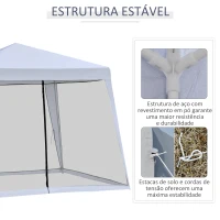 Outsunny Tenda de Jardim 3x3m com 4 Partes Laterais Mosquiteiro com Zíper Proteção UV para Patio Cinza(m-6)