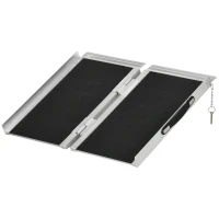 HOMCOM Rampa pentru Scaun cu Rotile, Pliabila din Aluminiu Texturat, Rampa Portabila pentru Prag de 5cm pentru Intrari(m-10)