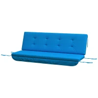 Outsunny Cushion Set for Hollywood Swing 170 cm Seat Cushion Swing Cushion Garden Swing Garden Cushion Back Cushion Side Cushion Blue(m-1)