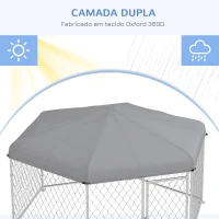 PawHut Canil de Exterior Hexagonal com Porta Estrutura de Aço Galvanizado e Toldo Impermeável e Anti-UV 210x185x150 cm Prata(m-6)