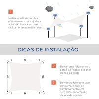 Outsunny Vela de Sombra Retangular 4x6 m Toldo de Vela HDPE com Proteção UV Aneis em Forma de D e Cordas para Jardim Pátio Piscina Creme(m-5)