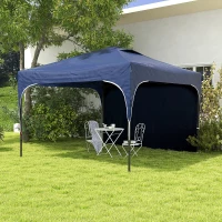 Outsunny Tenda Dobrável com Altura Ajustável 1 Parede Lateral Teto com Ventilação 4 Sacos de Areia e Bolsa de Transporte 3x3 m Azul(m-2)