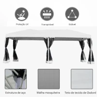 Outsunny Tenda Dobrável para Jardim com 6 Cortinas Rede Mosquiteira e Bolsa de Transporte 591x297x255 cm Branco(m-4)