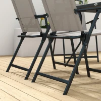 Outsunny Conjunto de Refeição de 7 Peças com 6 Cadeiras Dobráveis e Mesa com Orifício para Chapéu de Sol para Terraço Exterior Cinza(m-9)
