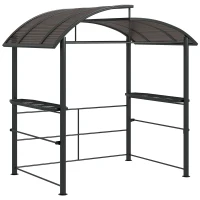 Outsunny Grillpaviljoen Grilldak Grillprieel, weerbestendig, 240 cm x 150 cm x 230 cm, Geelbruin + Donkergrijs(m-10)