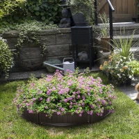Outsunny Pat de gradina inaltat din HDPE, jardiniera de exterior rotund, Φ123x21cm, maro(m-10)