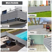Outsunny 2 Peças de Revestimento de Varanda 500x90cm Tela de proteção de privacidade HDPE Cinza e Branco(m-5)
