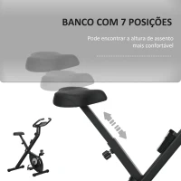 HOMCOM Bicicleta Estática Dobrável com 8 Níveis de Resistência Magnética com Ecrã LCD e Assento Regulável 43x85x109 cm Preto(m-5)