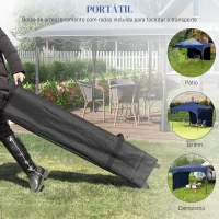 Outsunny Tenda Dobrável com Altura Ajustável 1 Parede Lateral Teto com Ventilação 4 Sacos de Areia e Bolsa de Transporte 3x3 m Azul(m-6)