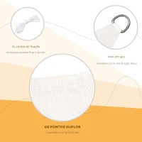 Outsunny Vela de Sombra Retangular 4x6 m Toldo de Vela HDPE com Proteção UV Aneis em Forma de D e Cordas para Jardim Pátio Piscina Creme(m-7)