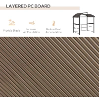 Outsunny Foișor Grătar cu Acoperiș din Policarbonat și 2 Rafturi de Depozitare, Foișor de Grădină Metalic și PC, 240x150x230 cm, Gri Închis(m-4)