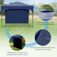 Outsunny Tenda Dobrável com Altura Ajustável 1 Parede Lateral Teto com Ventilação 4 Sacos de Areia e Bolsa de Transporte 3x3 m Azul(m-7)