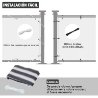 Outsunny 2 Peças de Revestimento de Varanda 500x90cm Tela de proteção de privacidade HDPE Cinza e Branco(m-4)