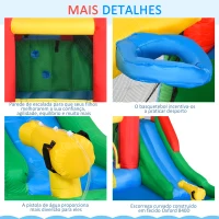 Outsunny Castelo Insuflável com Escorrega Trampolim Piscina e Pistola de Água para Crianças acima de 3 Anos com Inflador e Bolsa de Transporte para Interior Exterior 330x245x215cm Multicor(m-7)