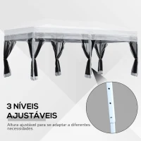 Outsunny Tenda Dobrável para Jardim com 6 Cortinas Rede Mosquiteira e Bolsa de Transporte 591x297x255 cm Branco(m-6)