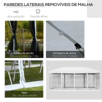 Outsunny Tenda Dobrável para Jardim com 6 Cortinas Rede Mosquiteira e Bolsa de Transporte 591x297x255 cm Branco(m-7)