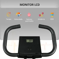 HOMCOM Bicicleta Estática Dobrável com 8 Níveis de Resistência Magnética com Ecrã LCD e Assento Regulável 43x85x109 cm Preto(m-4)