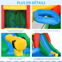 Outsunny Château gonflable avec toboggan piscine et mur d'escalade pour 4 enfants 3-8 ans juaqu'à 120 kg avec souffleur 450W pistolet à eau et sac de transport dim. 330L x 245l x 215H cm multicolore(m-7)