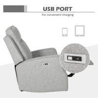 HOMCOM 150° Electric Reclining Chair, with USB port and Footrest - Grey(m-7)