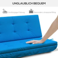 Outsunny Cushion Set for Hollywood Swing 170 cm Seat Cushion Swing Cushion Garden Swing Garden Cushion Back Cushion Side Cushion Blue(m-6)