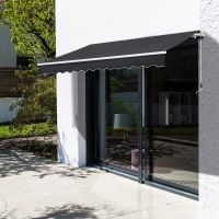 Outsunny Toldo Manual Plegable 3.5x2.5m de Aluminio Toldo Balcón Patio Terraza con Manivela Resistente al Agua Protección Solar UV para Jardín Exterior Gris(m-2)
