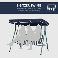 Outsunny Hollywood schommel tuinschommel 3-zits, weerbestendig, verstelbaar dak, 172 x 110 x 153, blauw(m-7)
