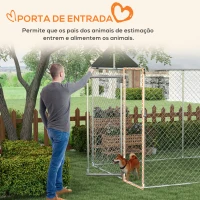 PawHut Canil de Exterior para Cães Parque para Cães com 1 Porta Estrutura de Aço Toldo Impermeável e Anti-UV 600x230x230 cm Prata(m-8)