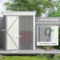 Outsunny Metal Garden Shed, Outdoor Lean-to Shed for Tool Motor Bike, with Adjustable Shelf, Lock, Gloves, 5'x3'x6', Grey(m-7)