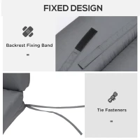 Outsunny Sun Lounger Cushion, Garden Recliner Pad, Polyester Cover Dark Gray 196 x 55 x 8 cm(m-6)