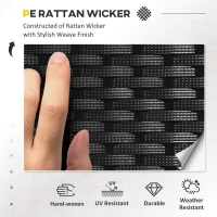 Outsunny 6PC Rattan Corner Sofa Set Wicker 4 Seater Garden Storage Coffee Table Conversation Ottoman Outdoor Weave Furniture w/ Cushion Black(m-4)