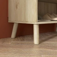 HOMCOM Mobile Multiuso in Stile Boho con Ante in Rattan e Ripiano Aperto, 80x38x100cm, Rovere(m-9)