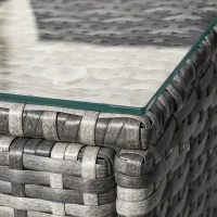 Set da Giardino in Polyrattan con Divano ad Angolo, Tavolino con Piano in Vetro e Cuscini, Grigio(m-5)