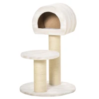 PawHut Katzenkratzbaum Katzenspielzeug Kletterbaum Sisal Polster Liegefläche Spanplatte samtartiges Polyester Sisal(m-9)