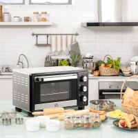 HOMCOM 16L Mini 1400W Countertop Oven - Black/Silver Tone(m-2)