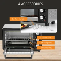 HOMCOM 16L Mini 1400W Countertop Oven - Black/Silver Tone(m-6)