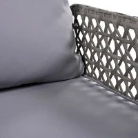Dondolo Doppio in PE-Rattan da Giardino con Cuscini Lavabili e 2 Catene, Portata 320 kg, Grigio(m-9)
